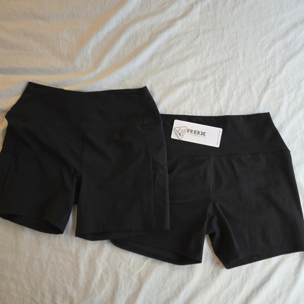 RBX sz L Two Pack Black Bike Shorts - one with pockets